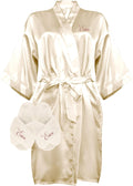 Custom Women Satin Robes with Slippers - Personalized Gift Set