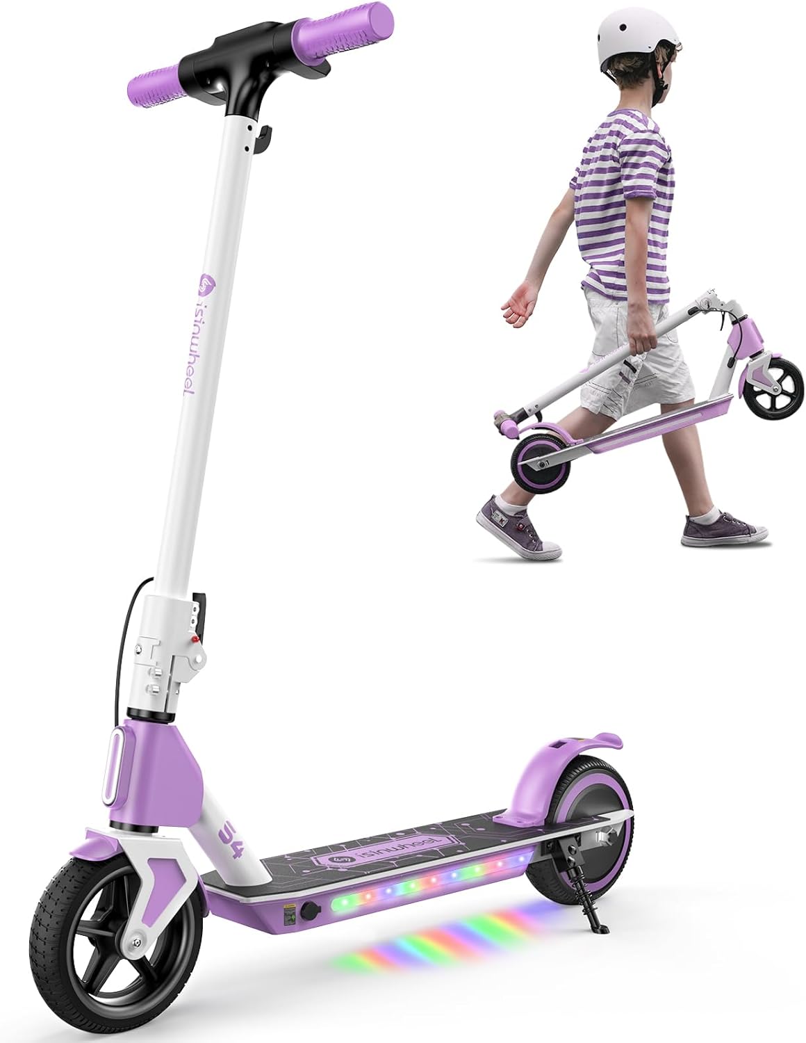 isinwheel S4 Electric Scooter for Kids Ages 6-14 with Lights