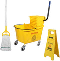 Side Press Wringer Combo Commercial Mop Bucket 35 Qt - Durable Mobile