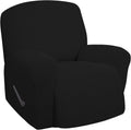 Recliner Sofa Slipcover Small Checks Black - Stretch Jacquard Cover
