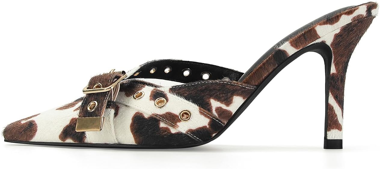 Dsevht Black Kitten Heels for Women - Vintage Pointed Mules