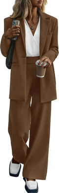 KIRUNDO Women Suits 2 Piece Set Business Casual Wide Leg Pantsuit