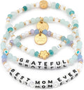 Mother's Day Gifts Word Bracelet Set - Colorful Beads & Brass