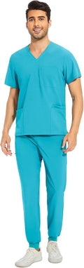 Men Scrubs Set Stretch V-Neck & Jogger Pant - 8 Pockets