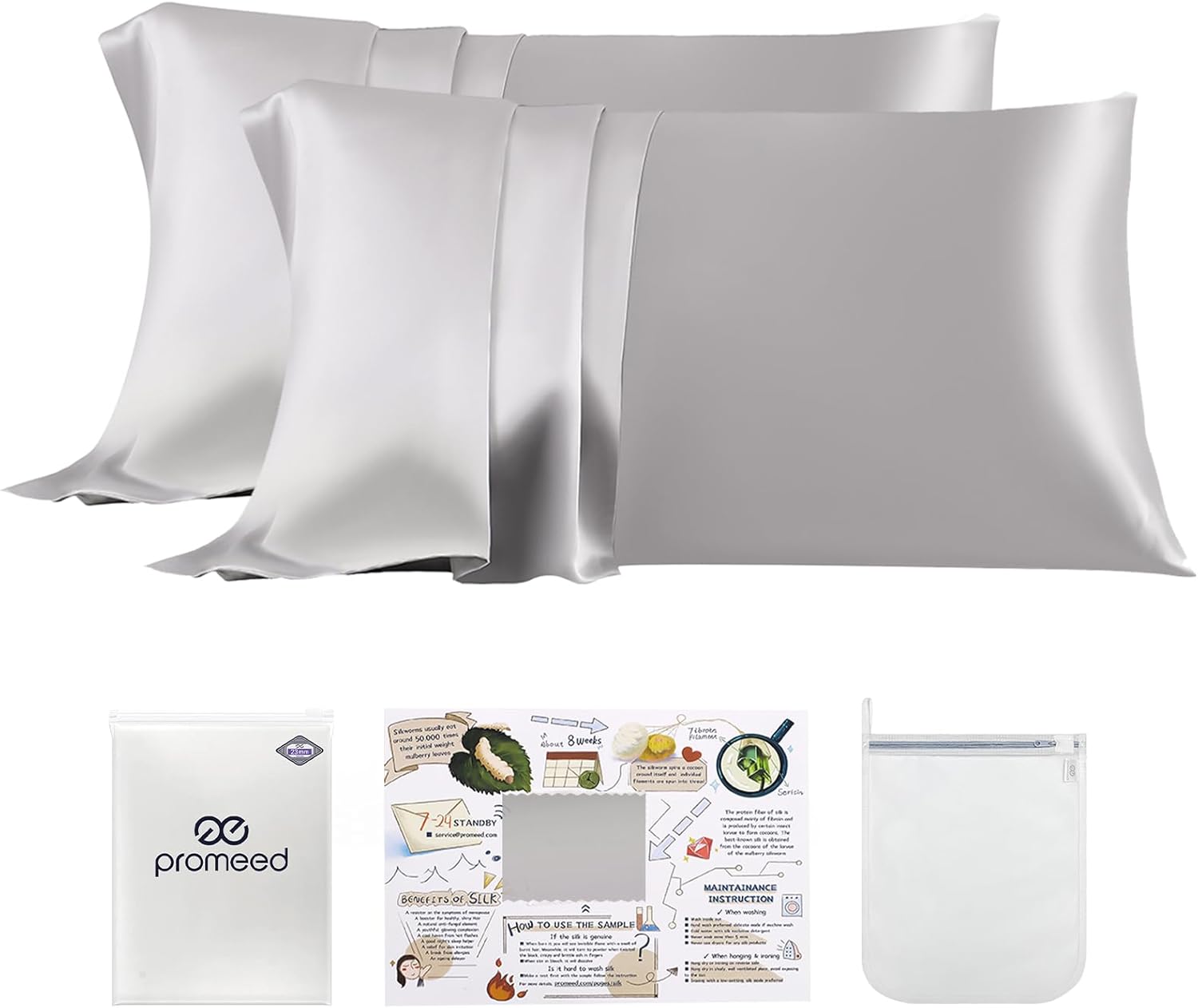 PROMEED 100% Mulberry Silk Pillowcase Set for Hair and Skin