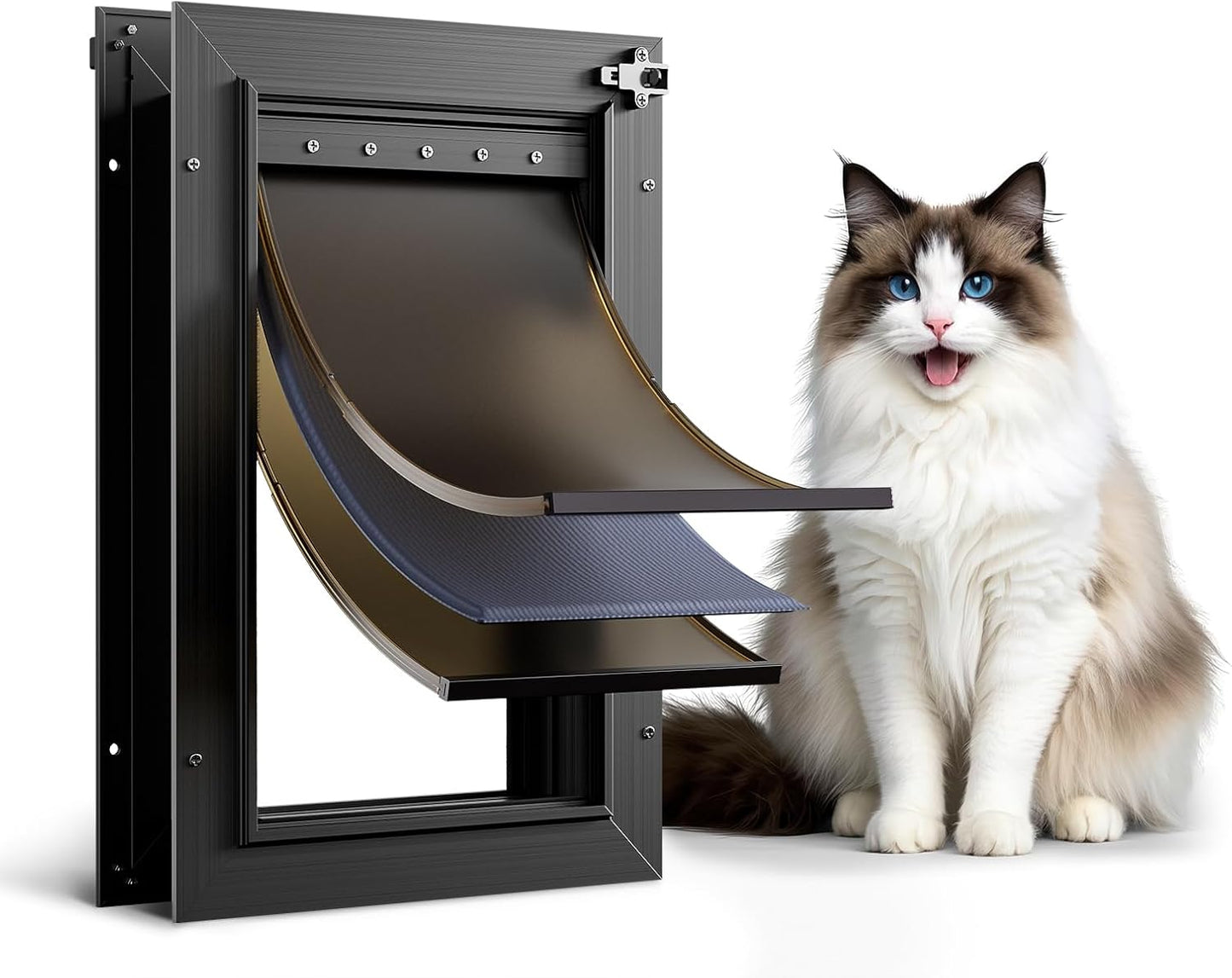 All Aluminum Cat Door with Insulation Flap for Small Pets