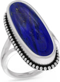 925 Sterling Silver Lapis Lazuli Ring for Women - Dainty Bezel Gem