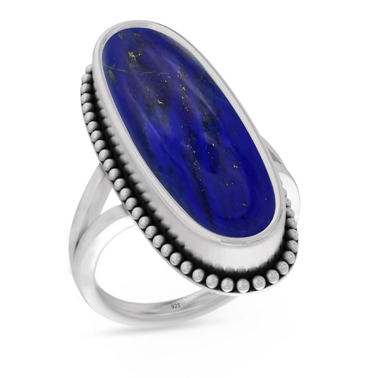 925 Sterling Silver Ring with Lapis Lazuli for Women Engagement