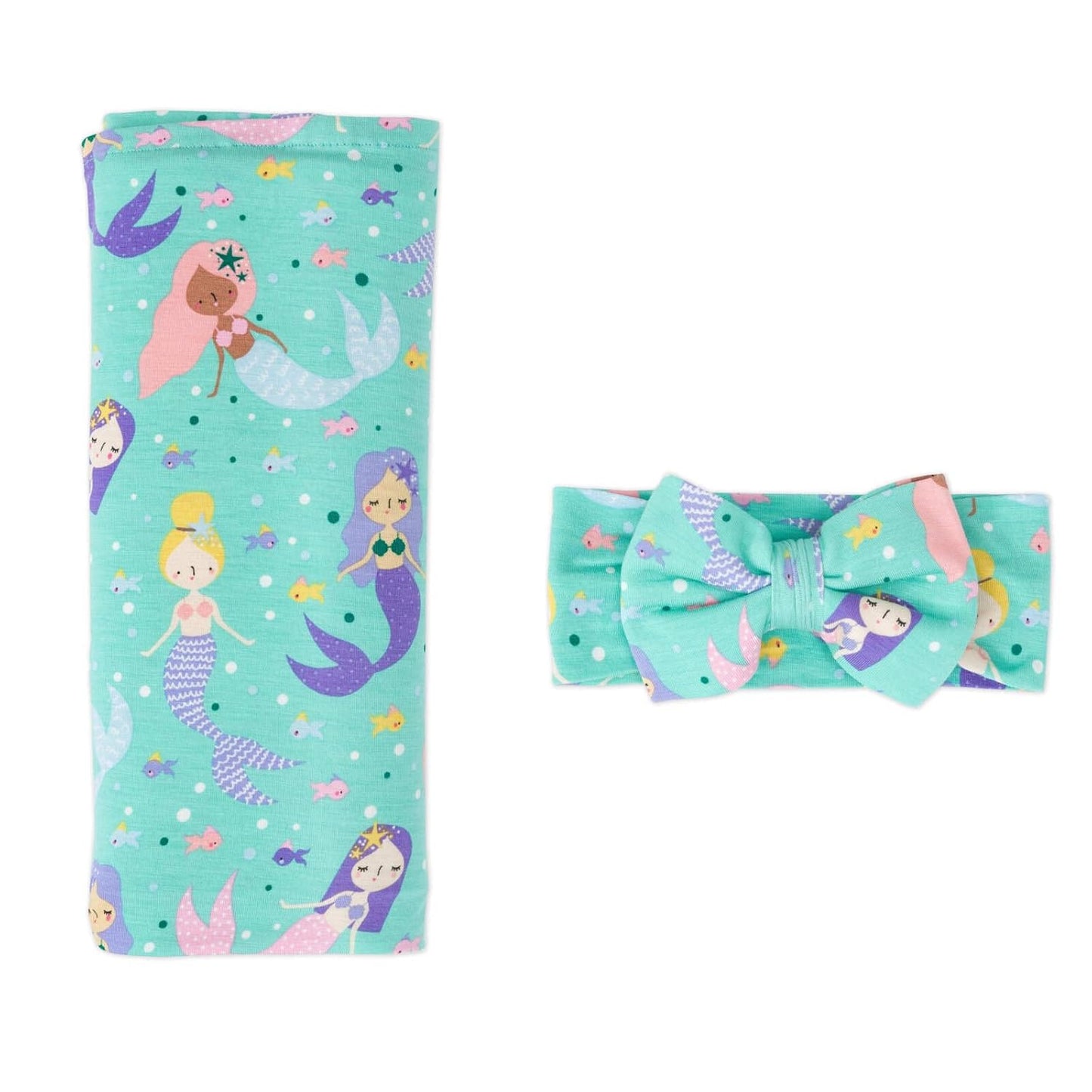 Little Sleepies Swaddle & Headband Bow Set for Baby Girls