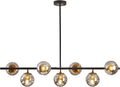 Modern linear chandeliers for dining room 7-Light Glass Globe Sputnik