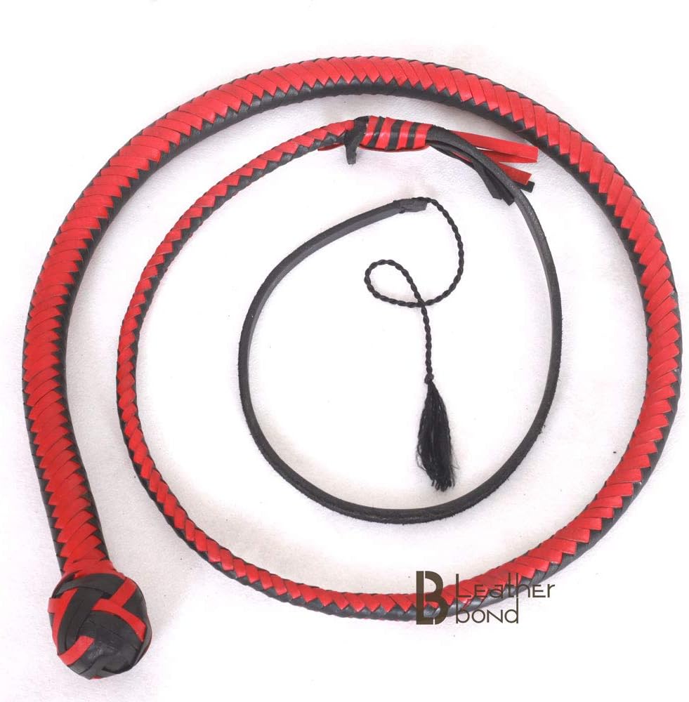 Kangaroo Hide Leather Snake Whip with Shot Loaded Core 4-8 Feet