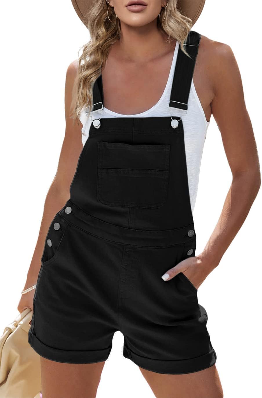 Pretifeel Womens Shorts Overall Bib Adjustable Straps Summer Romper