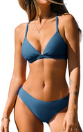 CUPSHE Bikini Set for Women V Neck Crisscross Back - Flattering Fit
