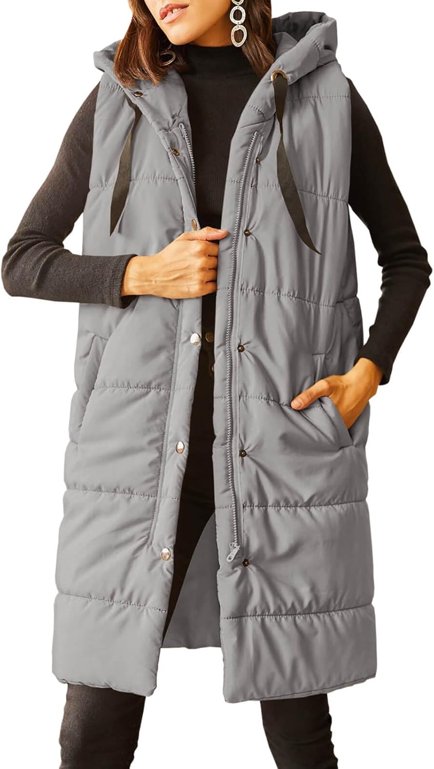 Grlasen Women's Long Quilted Puffer Vest for Winter Style