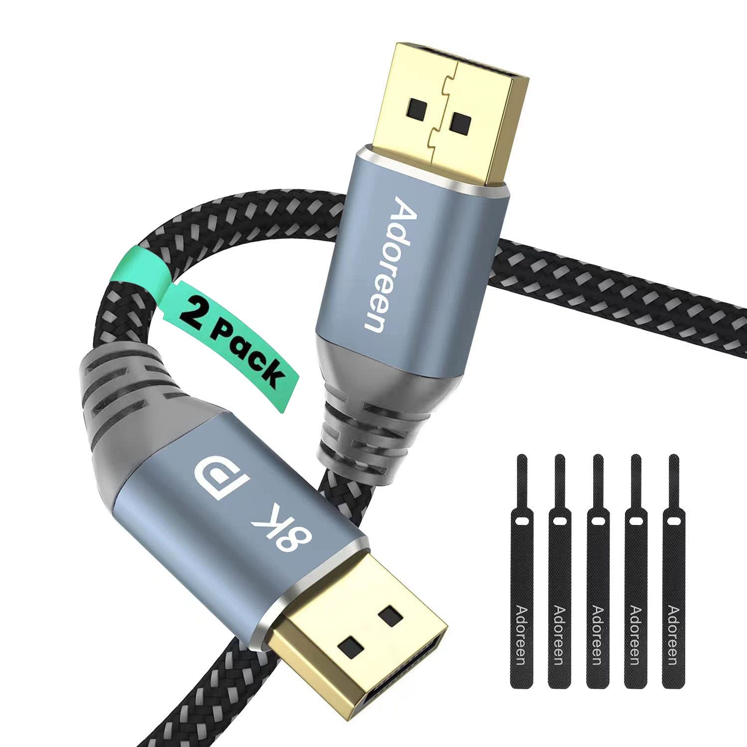 Upgrade to Crystal-Clear 8K Display: Adoreen 8K DP Cable 2-Pack