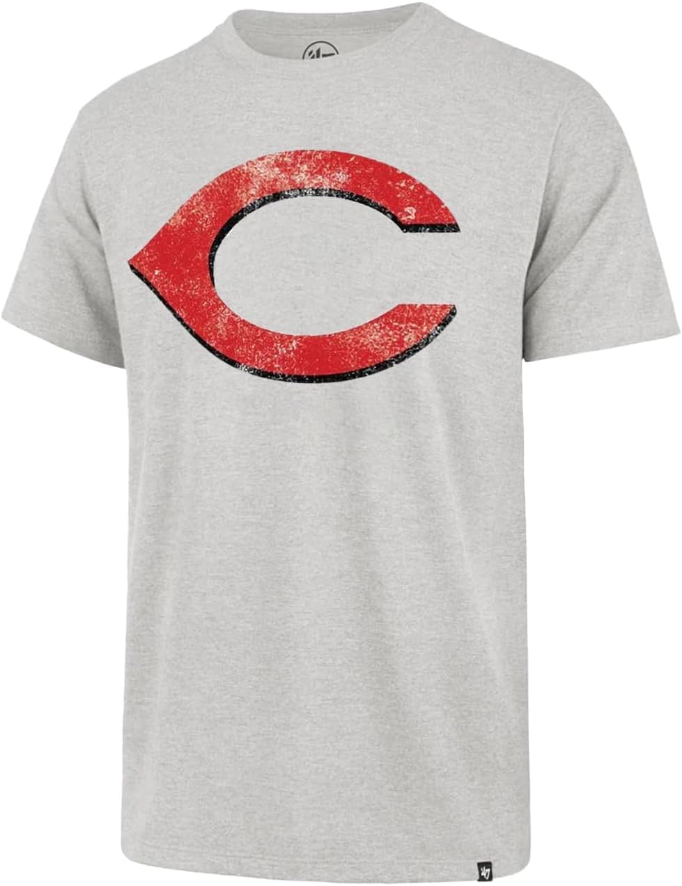 47 MLB Men's Gray Distressed Imprint Primary Logo T-Shirt
