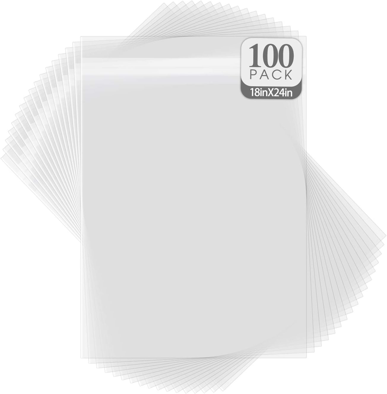 Crystal Clear Bags for 18x24 Art Prints - 100 Pack Storage