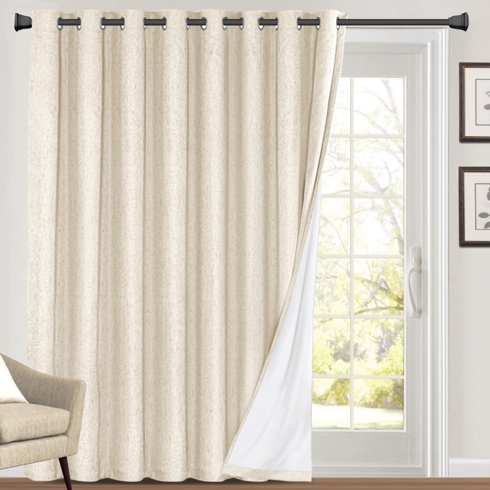 PrinceDeco 100% Blackout Curtains for Sliding Glass Doors