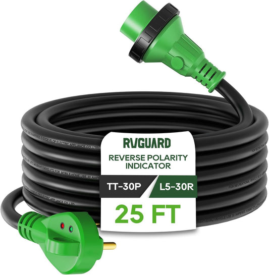 RVGUARD 30 Amp 25 Foot RV Power Cord with Reverse Polarity Alert