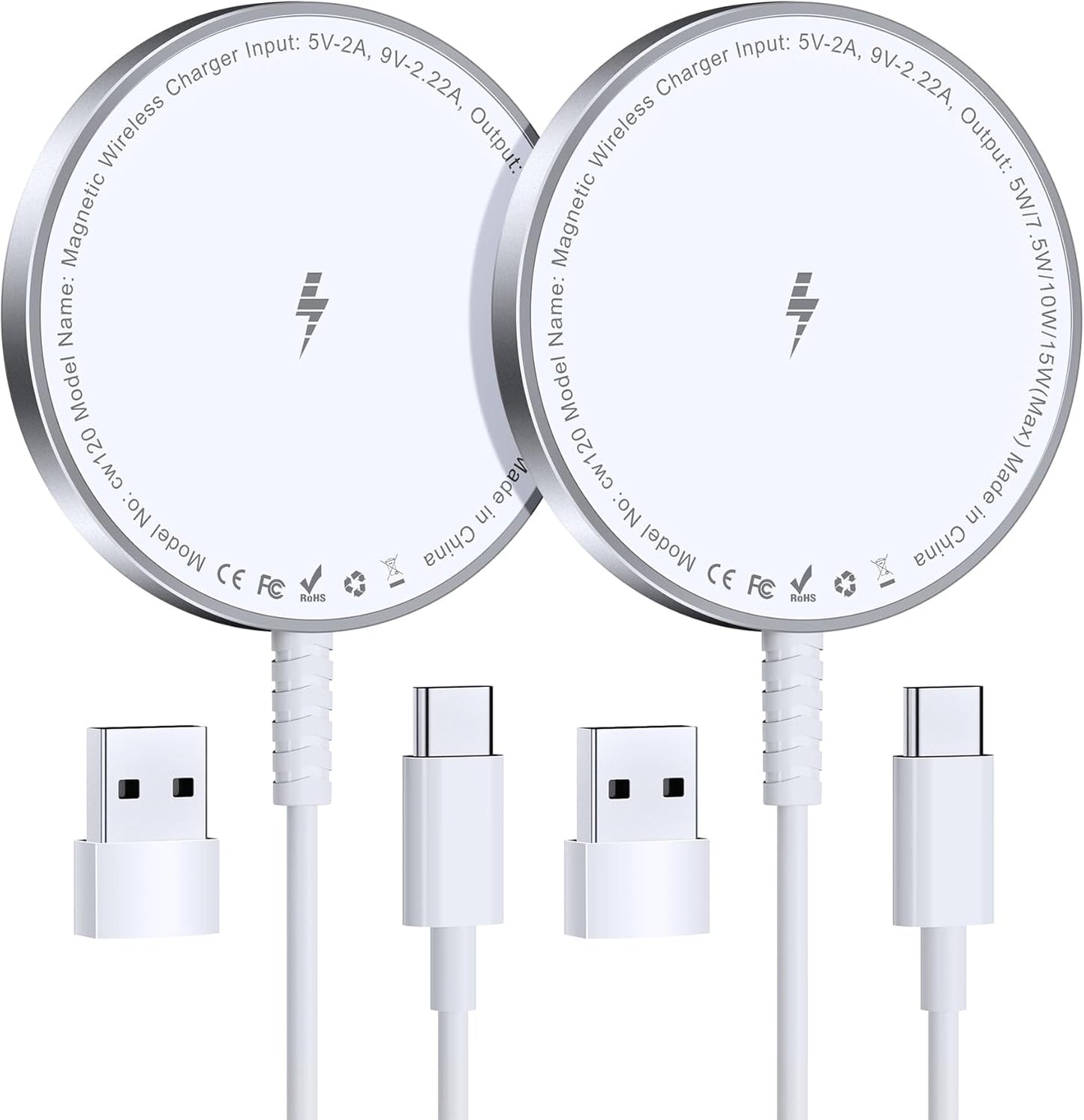 Bohuma Magnetic Wireless Charger: Fast Charge 2 Pack for iPhone & Airpods