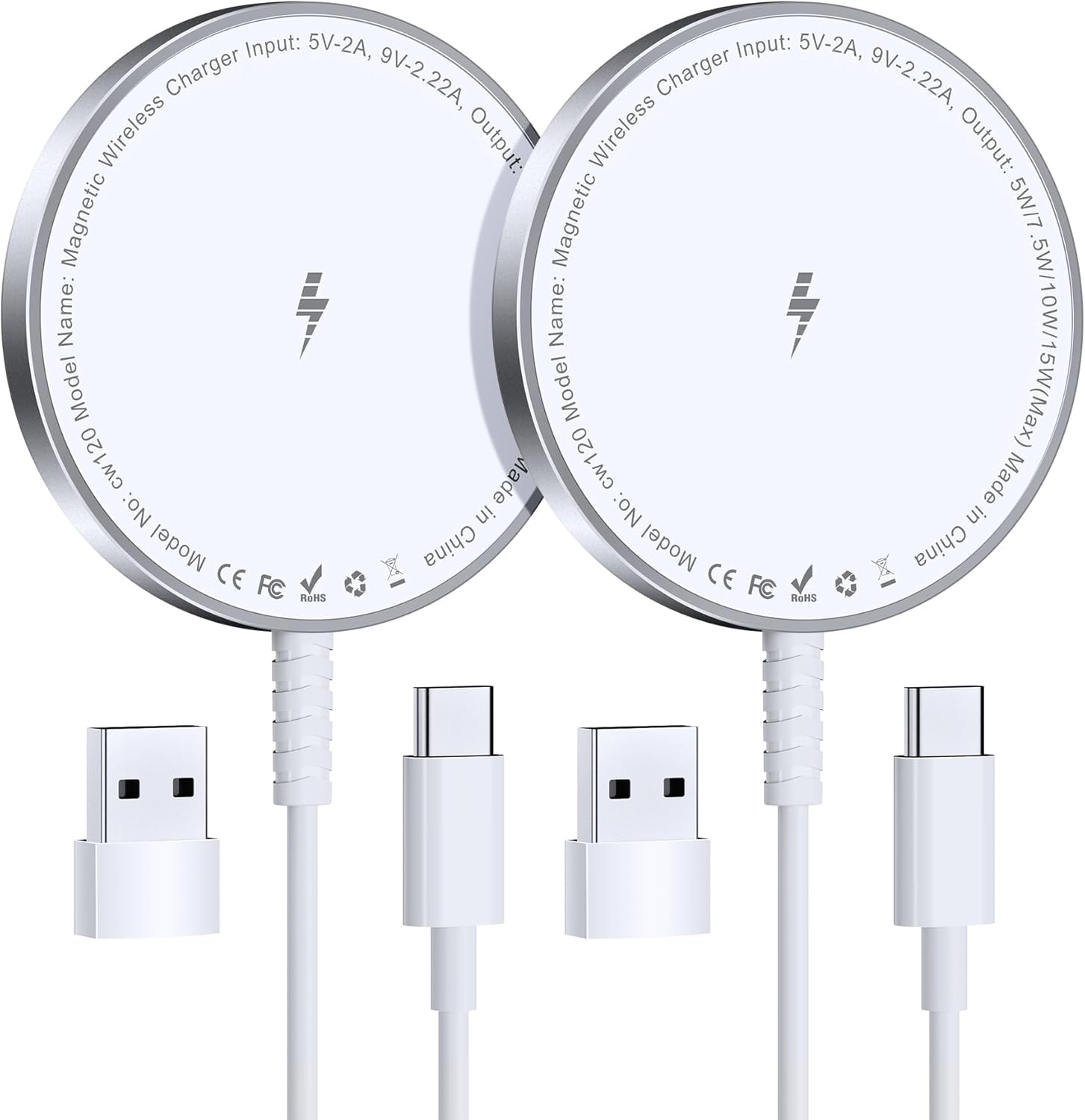 Bohuma Magnetic Wireless Charger: Fast Charge 2 Pack for iPhone & Airpods