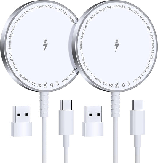 Bohuma Magnetic Wireless Charger: Fast Charge 2 Pack for iPhone & Airpods