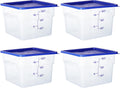4 Pack Food Storage Containers 12 Quart Square Set - Stackable, NSF