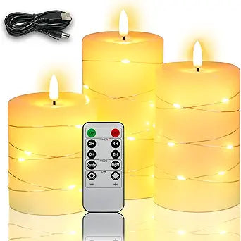Rechargeable Flameless Candle Set with Remote and USB Power