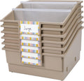 Picture Book Classroom Library Bins with Dividers - 6 Pack Tan