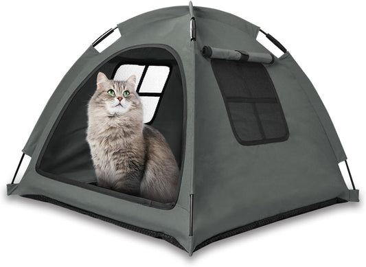 Portable Grey Cat Tent - Cozy Haven for Small Pets!