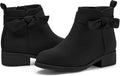 Coutgo Girls Toddler Bow Knot Ankle Boots - Comfortable Low Heel Shoes