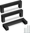 Black Square Bar Cabinet Pull 96mm Center to Center - Modern Stainless