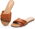 FITORY Women's Flat Sandals Fashion Slides With Soft (Style 9851)