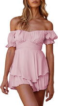 Womens Summer Tube Top Dress Off-Shoulder Ruffled Mini - Flowy Fit