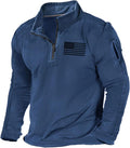 Men's USA Flag 1/4 Zip Pocket Pullover Sweatshirt - Patriotic Look