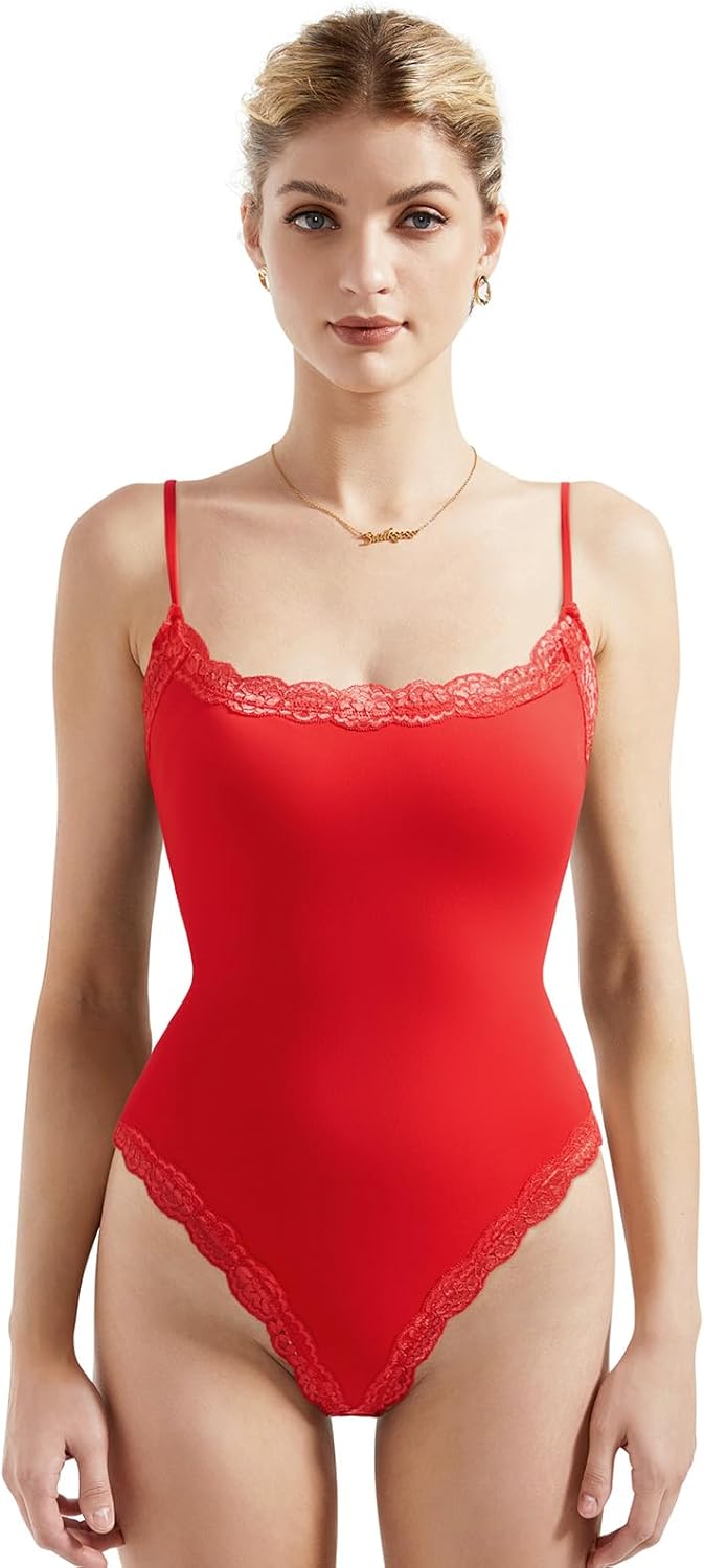SUUKSESS Women Square Neck Lace Bodysuit for Stylish Outfits