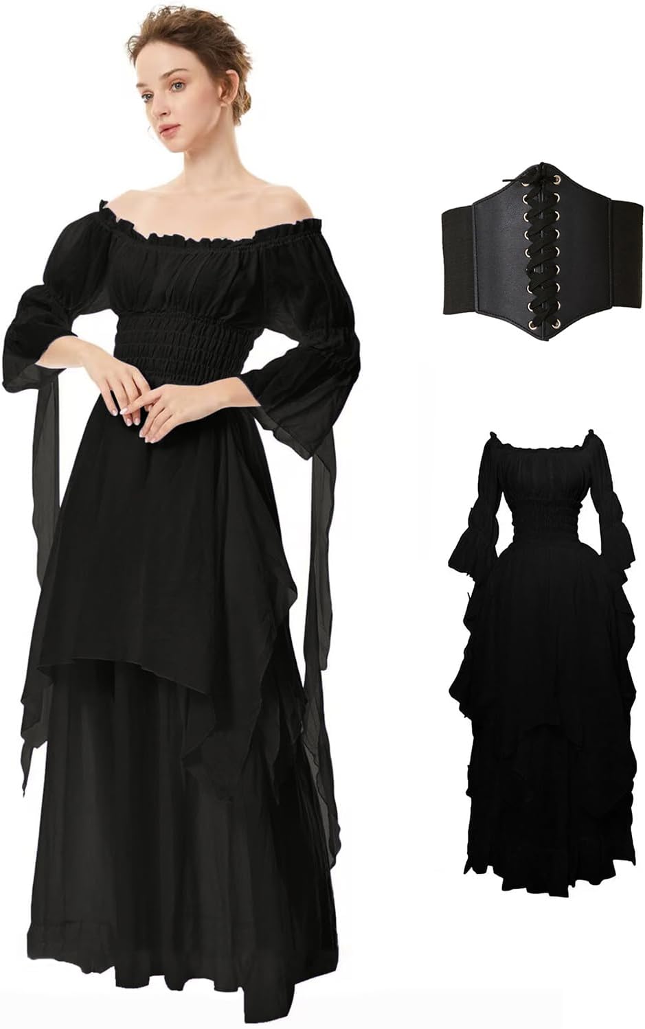 BITSEACOCO Women Medieval Victorian Off Shoulder Dress Review