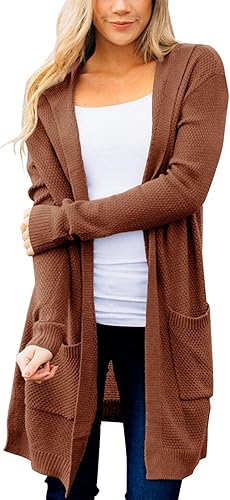 MEROKEETY Women's Long Sleeve Open Front Hoodie Cardigan Sweater