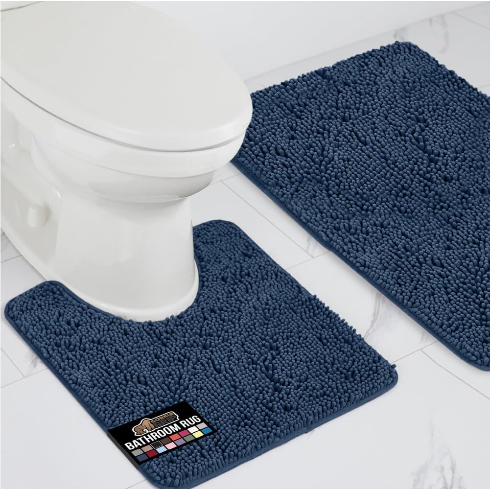 GORILLA GRIP Bathroom Rug Sets for Comfort and Style in Navy
