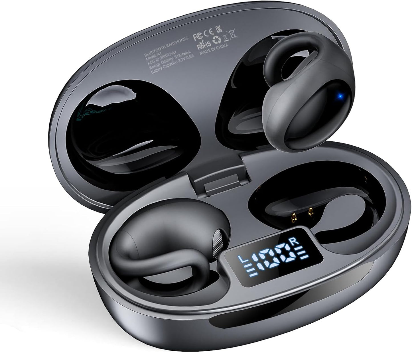 Wireless Bone Conduction Earbuds: Dual Display, 44H Playtime