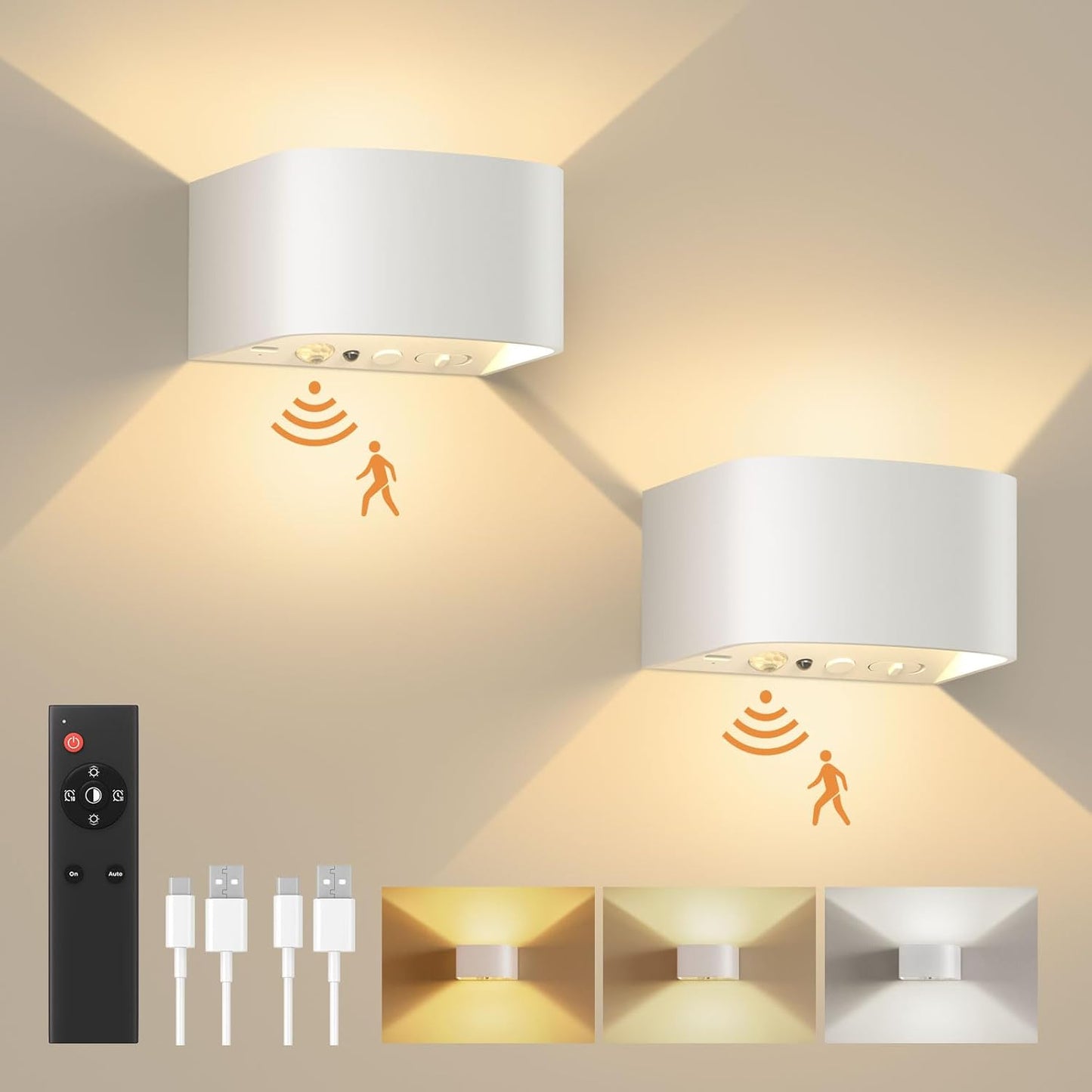 FULEN Motion Sensor Wall Light with Remote Control for Home