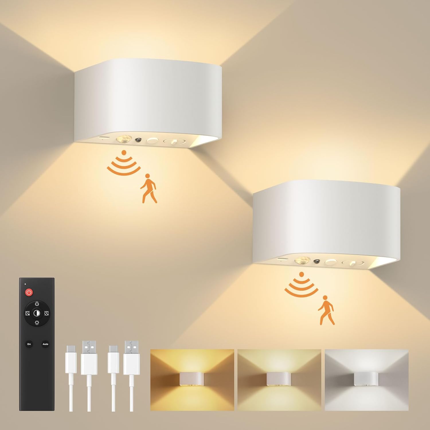 FULEN Motion Sensor Wall Light with Remote Control for Home