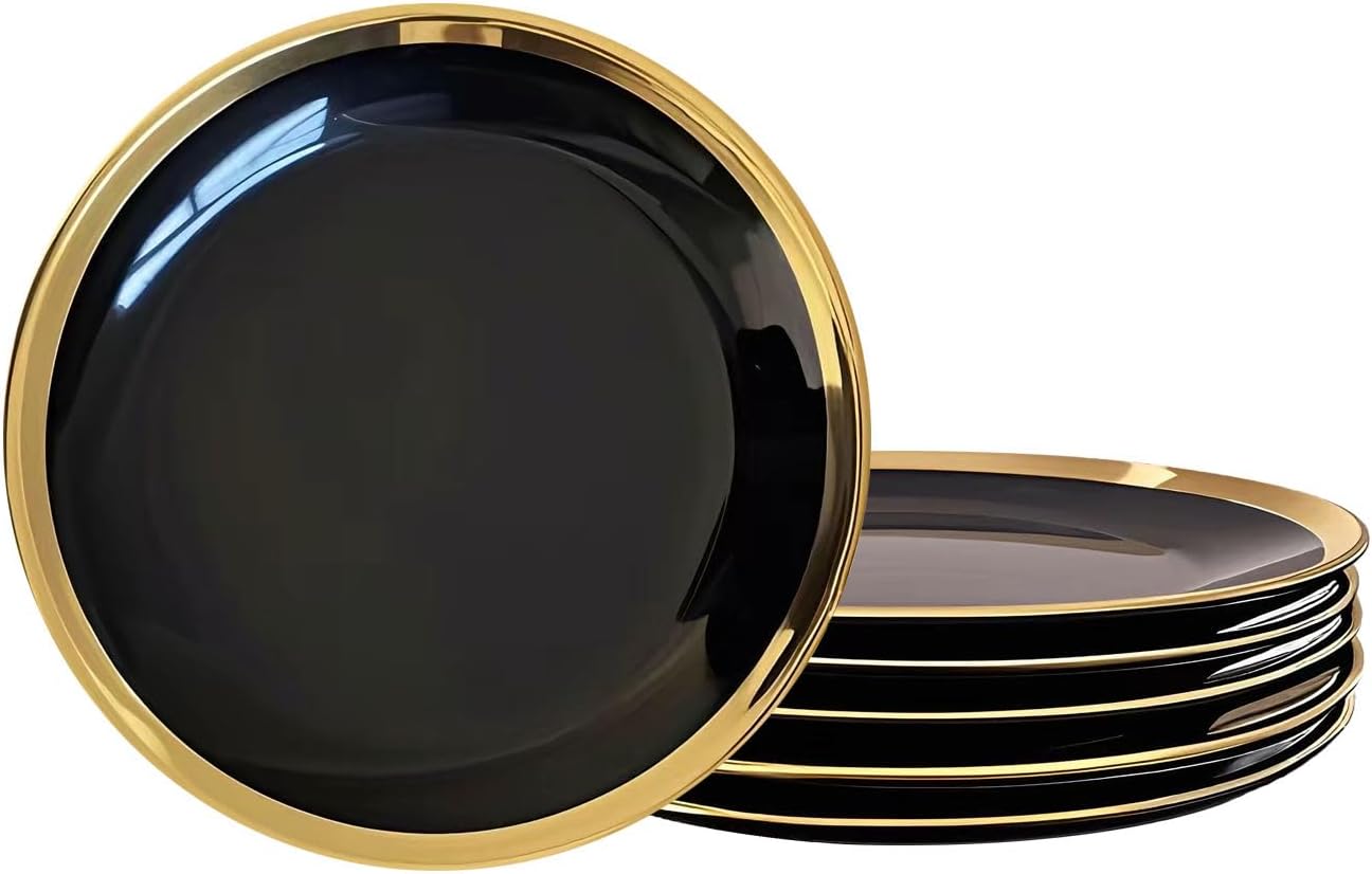 Elegant Black and Gold Dinner Plates Set of 6 for Every Occasion