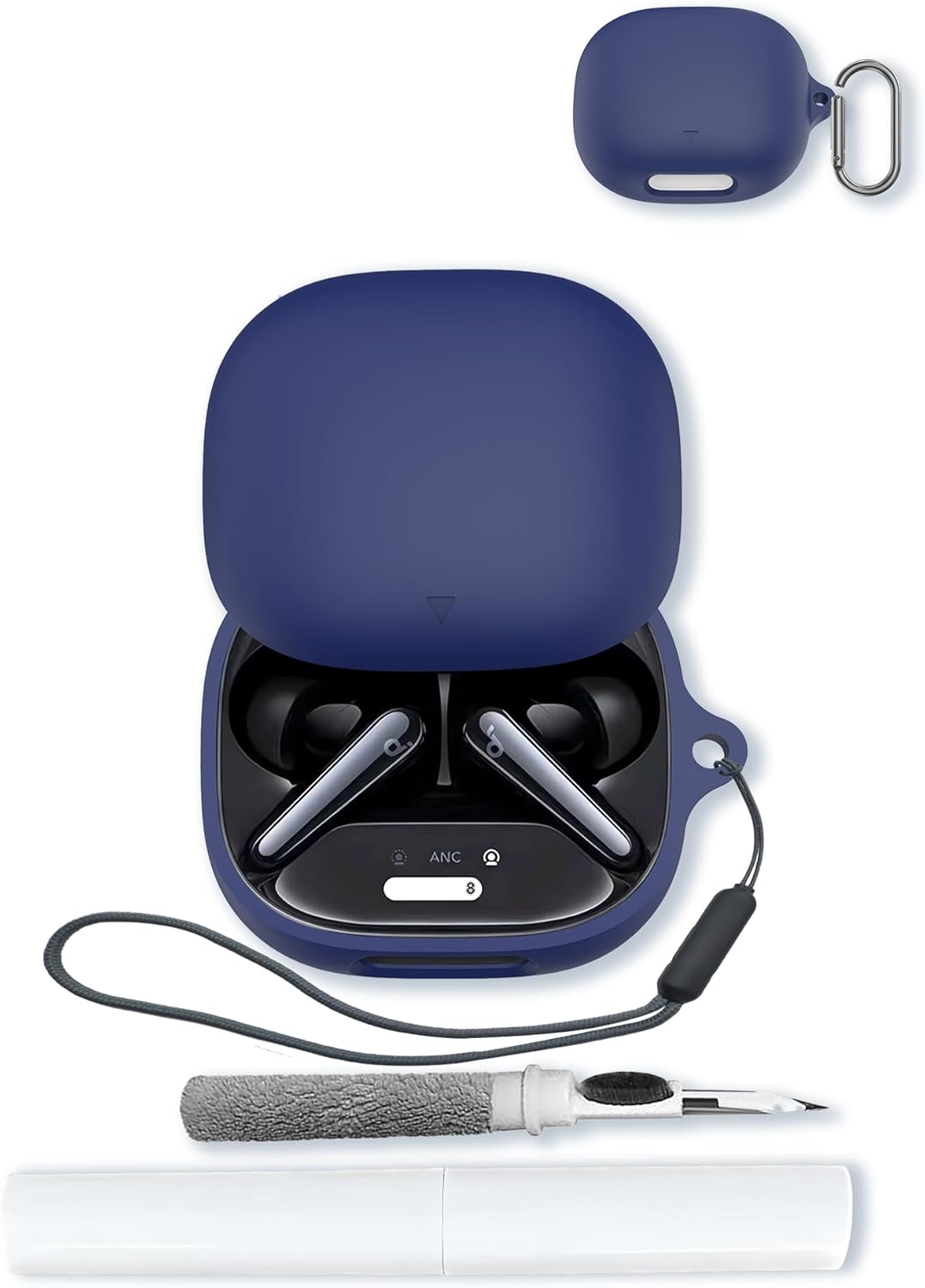 Blue Silicone Case for Soundcore Liberty 4 Pro Earbuds