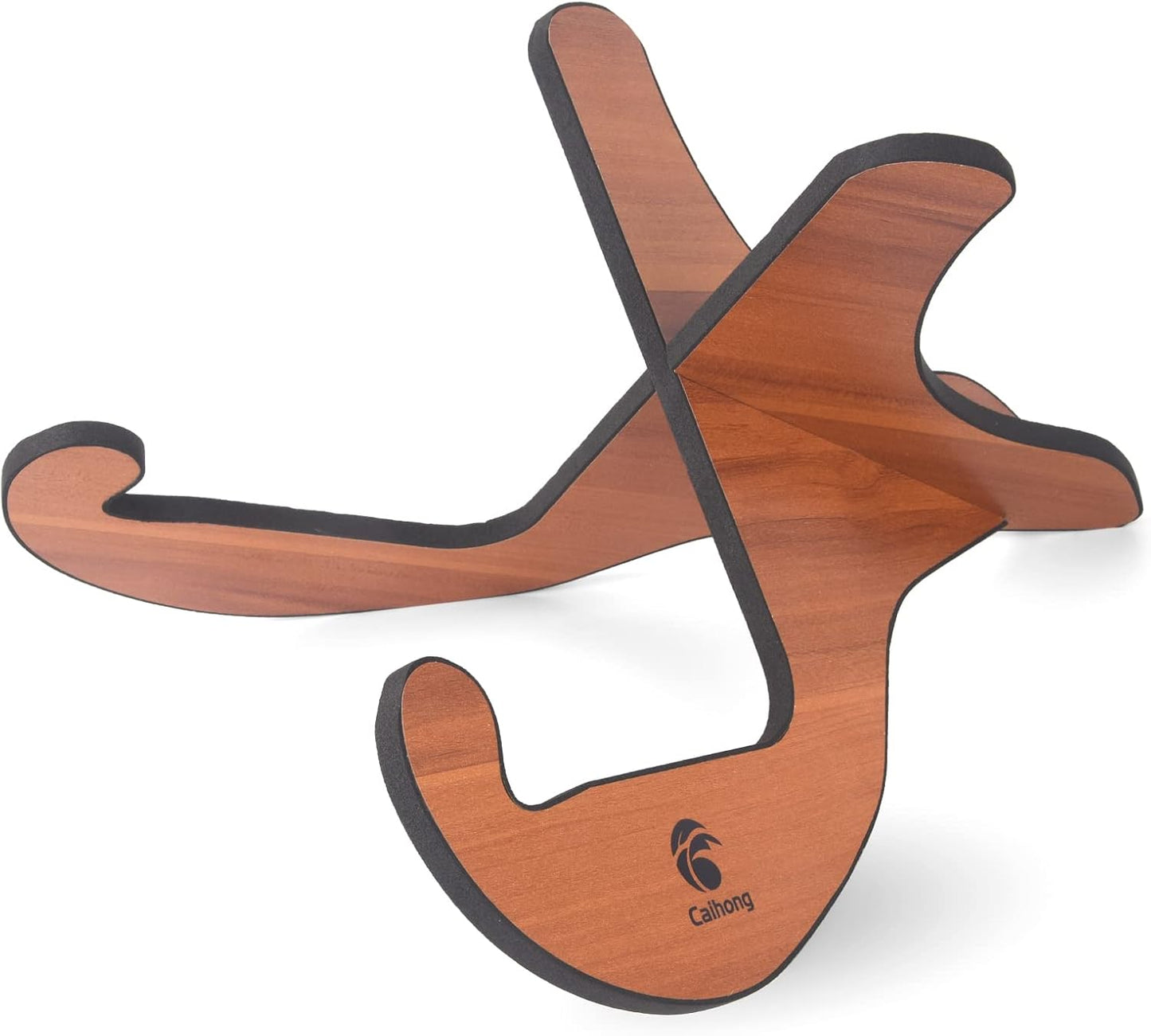 Portable Foldable Wood Guitar Stand - Non-Slip & Detachable - Brown
