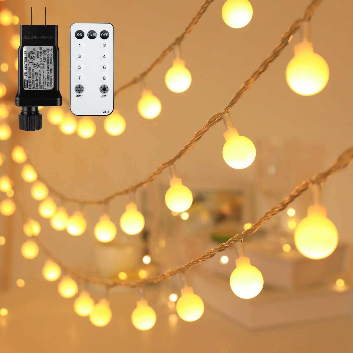 Globe String Lights Plug in 116 Ft with 200 LED and Remote