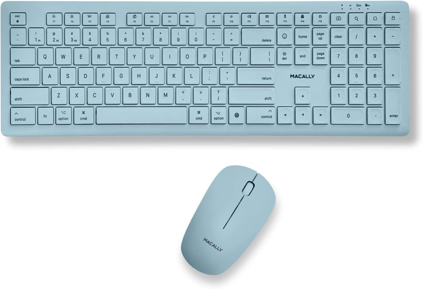 Macally Bluetooth Keyboard Mouse Combo - Multi-Device, Rechargeable