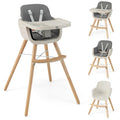 Baby High Chair 3-in-1 Convertible Wooden Highchair - Adjustable