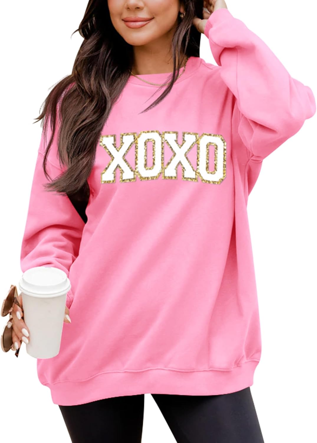 LETSEE Chenille Patch Crewneck - Cozy Valentine Sweatshirt