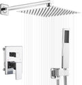 Polished Chrome Shower System 10 in Rain Mixer Combo - Luxury Wall